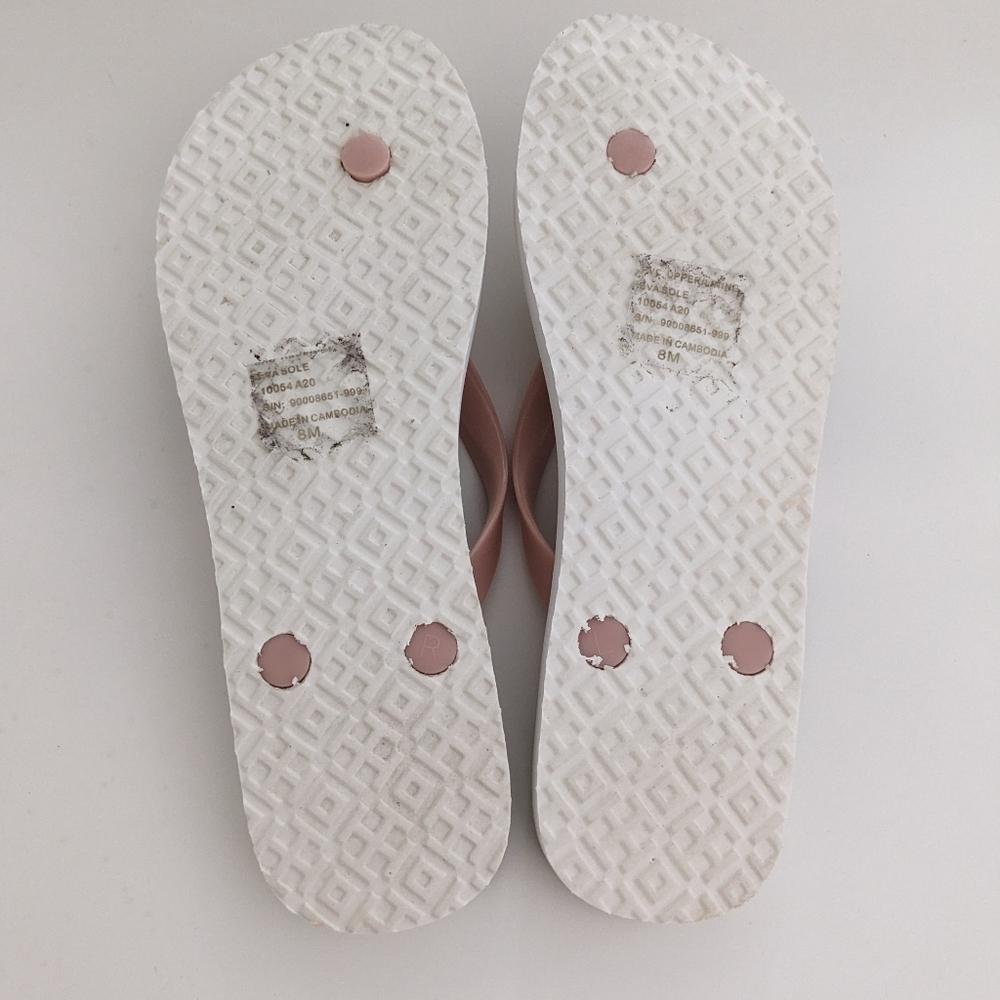 EUC! Tory Burch Flip Flop Sandal In Pink Quartz Flower Field Size 8 - Picture 12 of 15